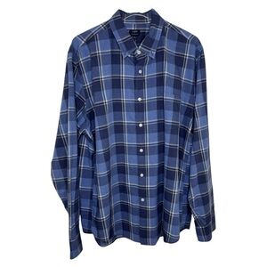 J. Crew Shirt Men's Blue Plaid Heathered Cotton Long Sleeve Button Down Shirt XL